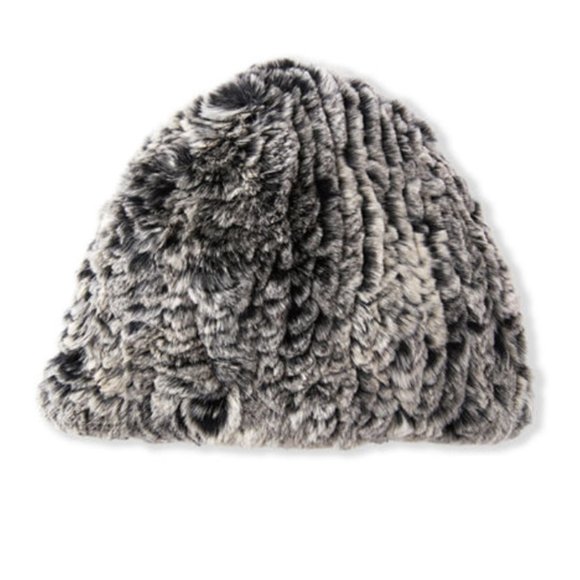 Belle Fare | Stade Knitted Beanie Rabbit Fur Hat Grey STADE - Knitted Beanie Hat main image 4